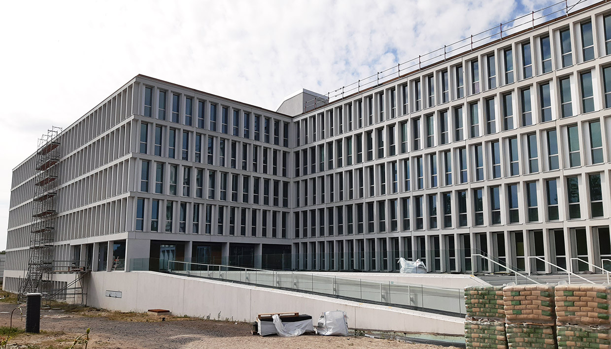 Detailansicht Außenfassade (An den Kopfweiden) . Neubau Bundespolizeipräsidium, Potsdam Detailansicht Außenfassade (An den Kopfweiden) . Neubau Bundespolizeipräsidium, Potsdam
