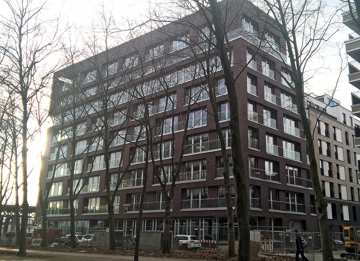 Aussenfassadenansicht am Neustädter Neuer Weg . Neubau Verwaltung- und Wohnkomplex Boa Vista - Vorsetzen, Hamburg Aussenfassadenansicht am Neustädter Neuer Weg . Neubau Verwaltung- und Wohnkomplex Boa Vista - Vorsetzen, Hamburg