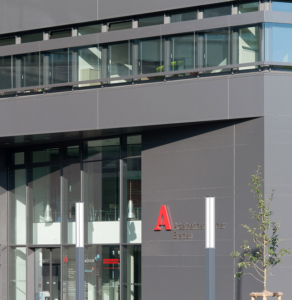 Detailansicht Eingangsbereich . Neubau Verwaltungsgebäude der Arbeitnehmerkammer Bremen Detailansicht Eingangsbereich . Neubau Verwaltungsgebäude der Arbeitnehmerkammer Bremen