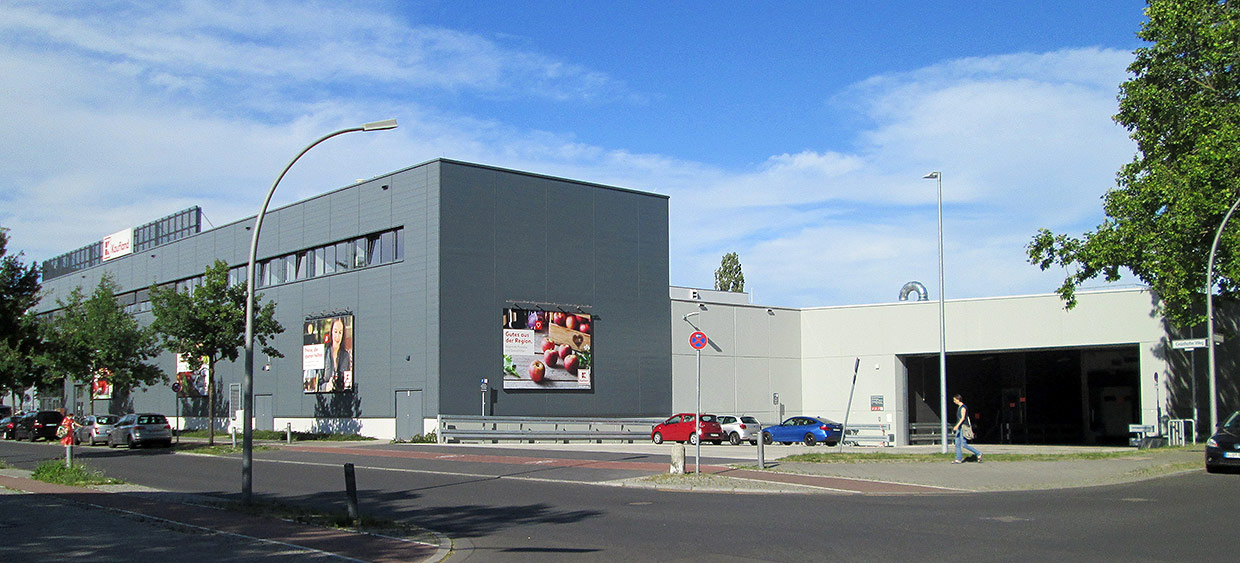 Ansicht Kaufland Grünhofer Weg / Altoner Straße . Neubau Verbrauchermarkt, Berlin-Spandau Ansicht Kaufland Grünhofer Weg / Altoner Straße . Neubau Verbrauchermarkt, Berlin-Spandau