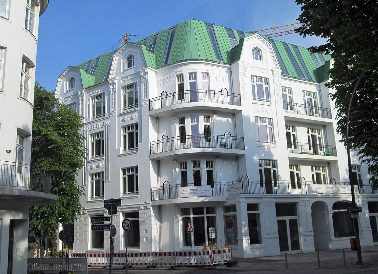 Gebäudegesamtansicht Mittelweg / Badestraße . Dachgeschoßausbau, Hamburg