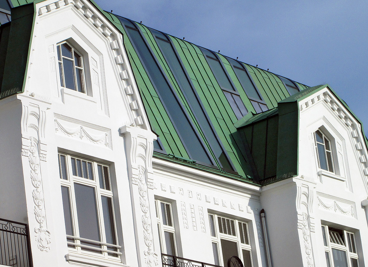 Detailansicht Aussenfassade Obergeschoß, Dachgeschoß . Dachgeschoßausbau, Hamburg