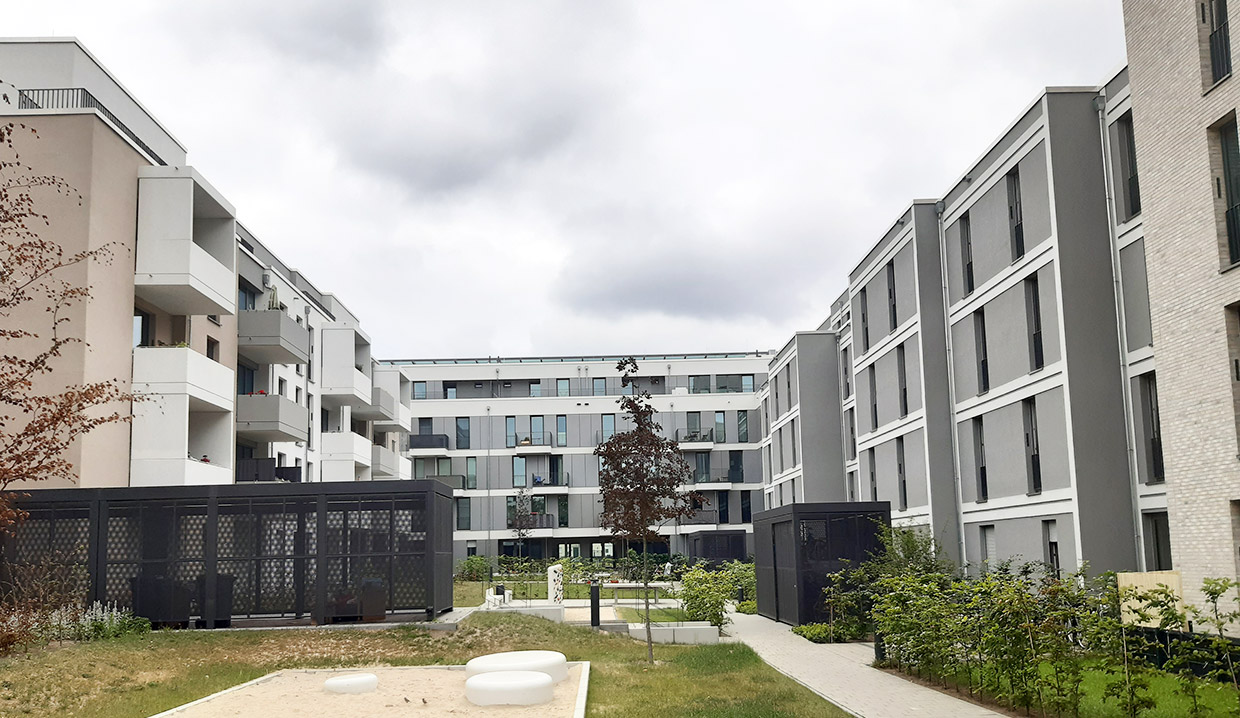 Ansicht Innenhof, Freiraumflächen . Neubau Wasserstadt Oberhavel, Berlin-Spandau Ansicht Innenhof, Freiraumflächen . Neubau Wasserstadt Oberhavel, Berlin-Spandau